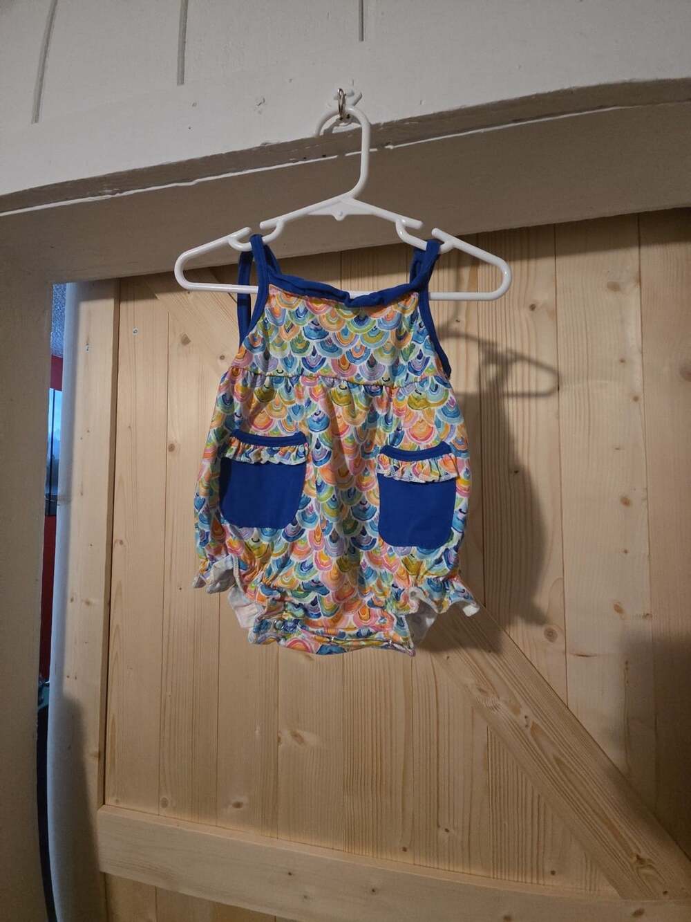 Abby & Evie Rainbow Romper Size 12M Multi Pockets